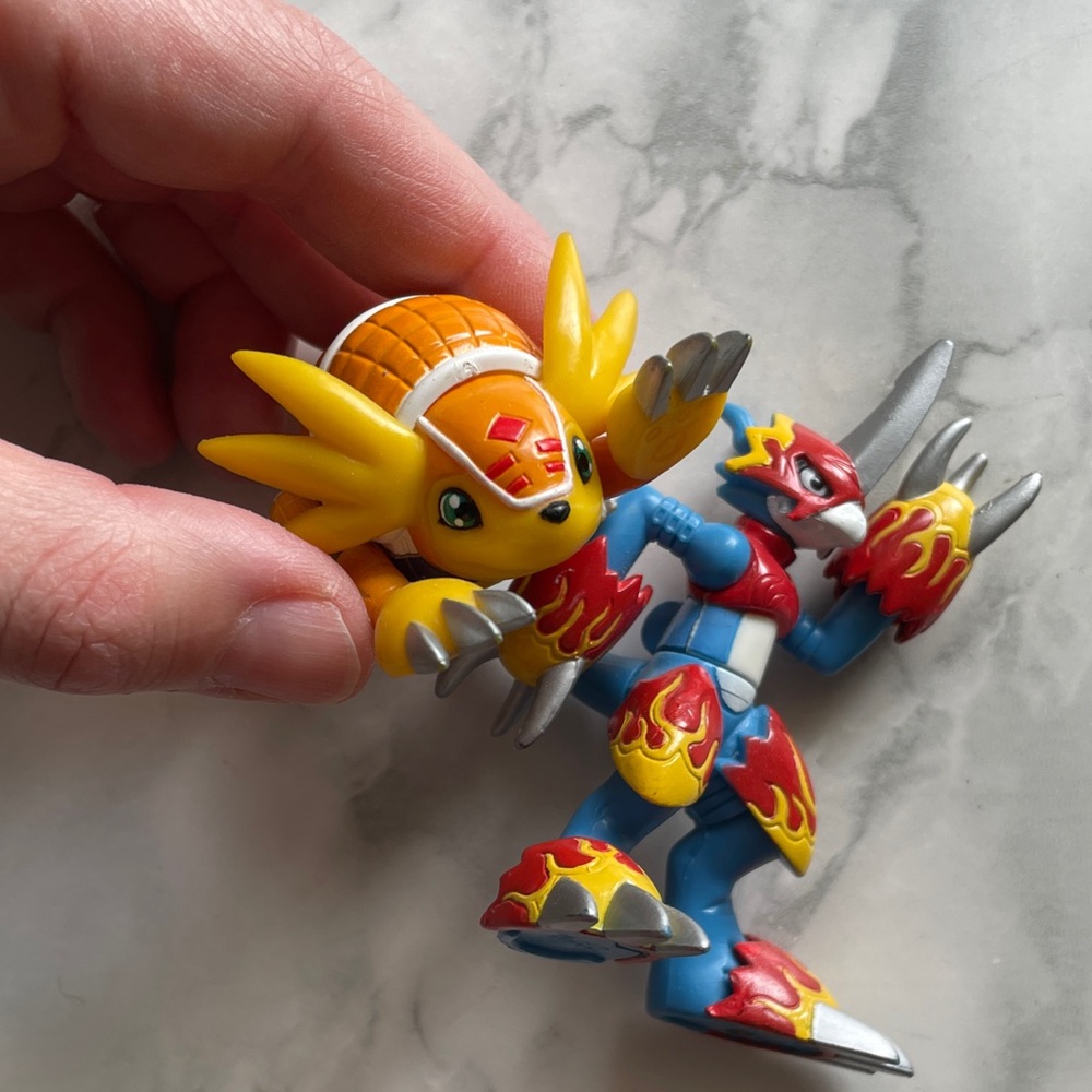 Vintage Digimon Adventure Flamedramon and Armadillomon LOT - Y2K